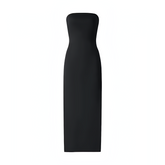 Black Bodycon Strapless Midi Satin Slip Dress